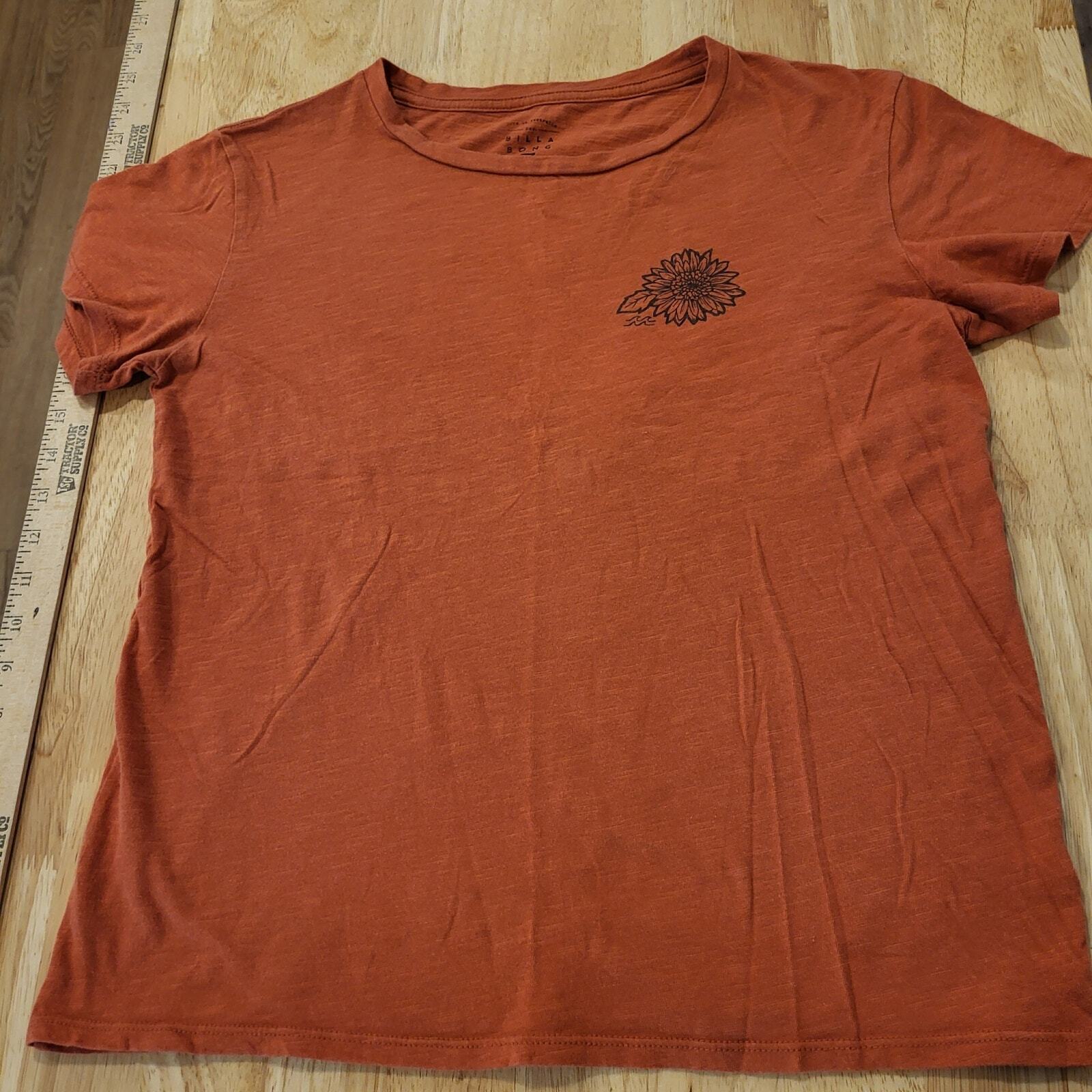 Rust Billabong Sunflower Print Short Sleeve T Shirt 18" Pit 2 Pit