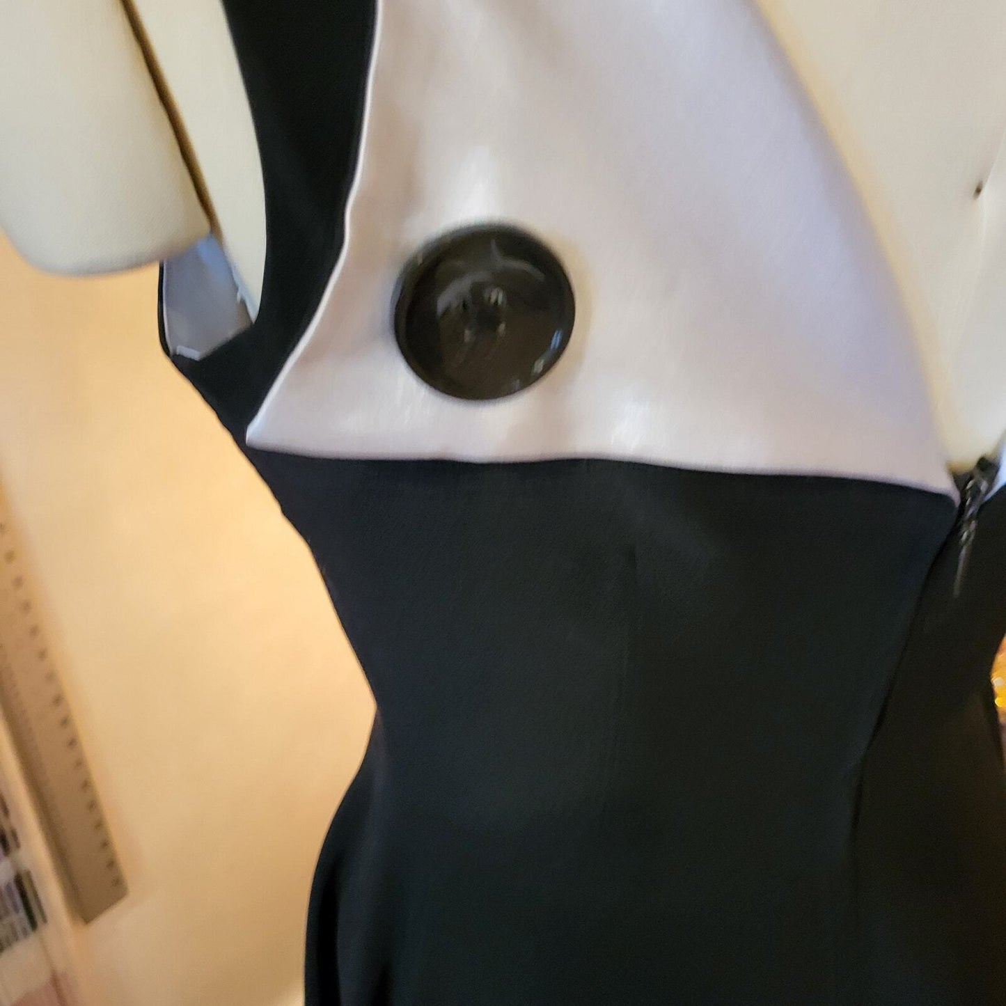 Black Betty Paige BY Tatiana Dress Winged Back Detail Viscose Blend XS 45" Long