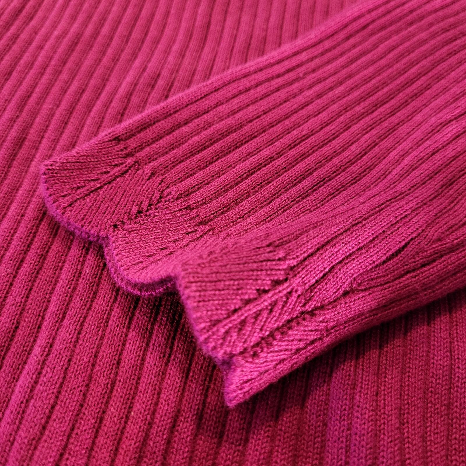Lands End Purple Pink Scalloped Edged Knit Sweater XL 14" P2P 25" Long 