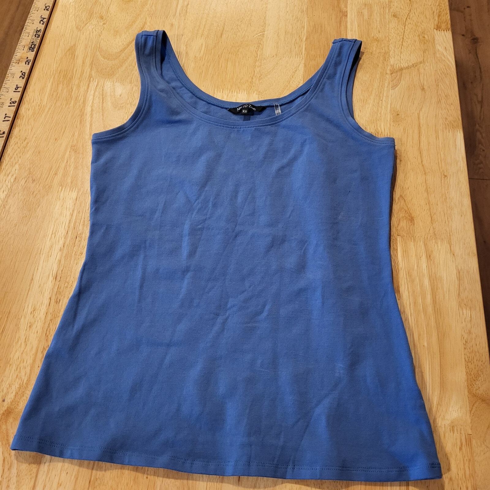 Nic+Zoe Blue Cotton Tank Top Stretch Knit cotton/spandex 14" p2p 21" long