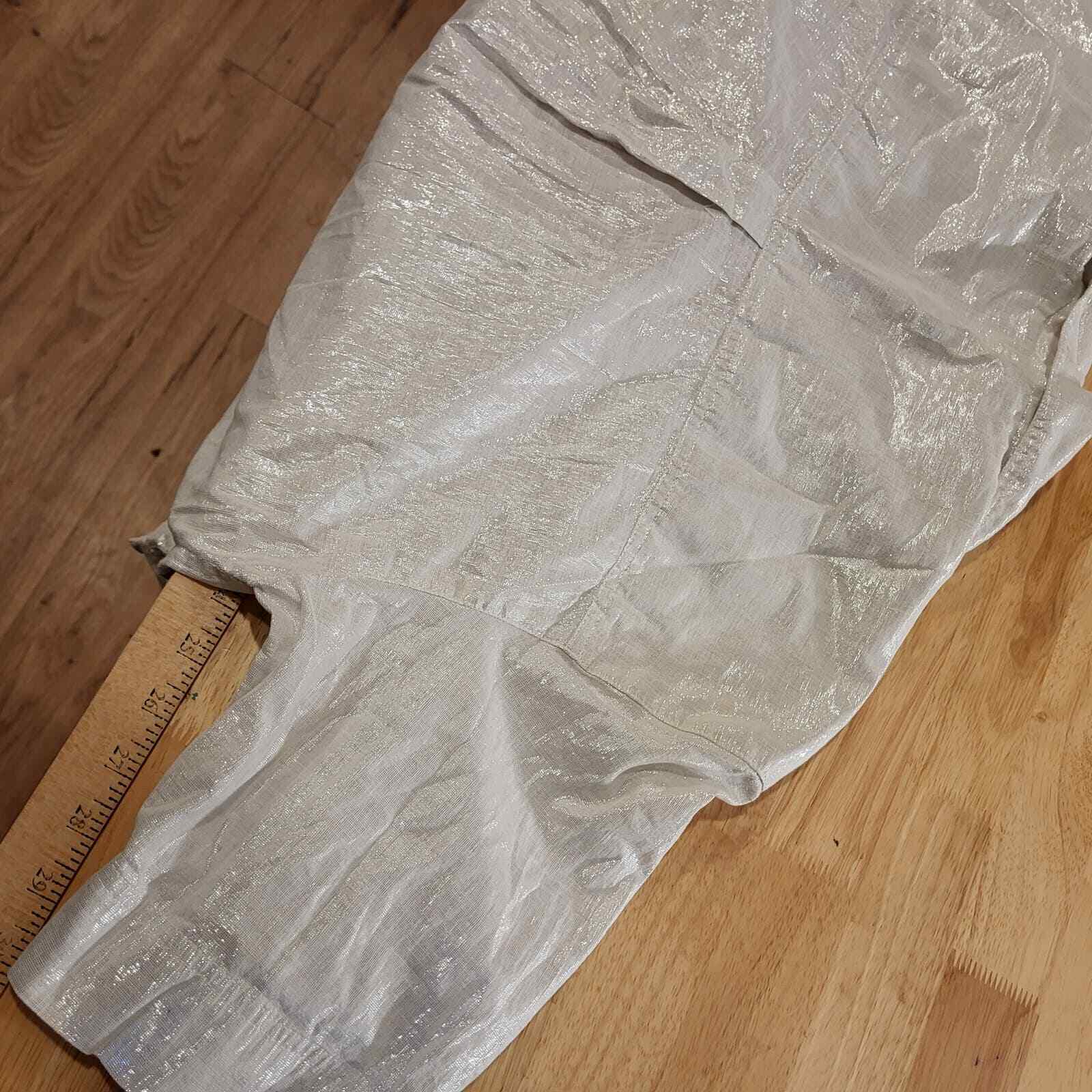 Vintage Liz Wear short sleeve silver metallic collared button down