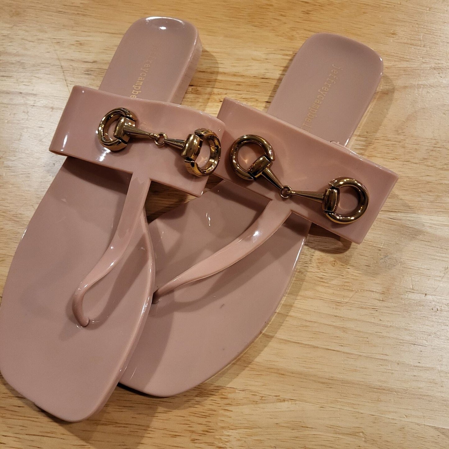 New Without Tag Jeffery Campbell Nude Gold Sandel Jelly USA 10 Eur 41 10"