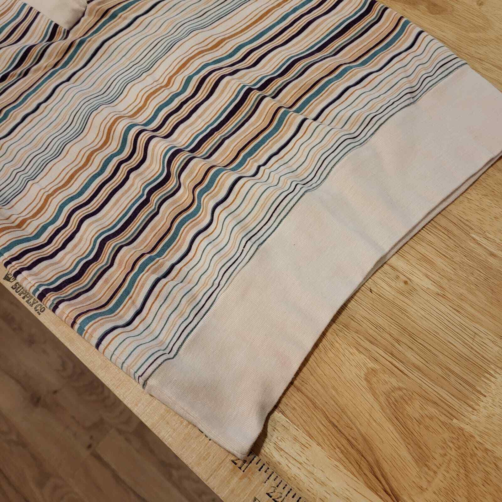 Vintage Pastel & Neutral Striped Collared Cap Sleeve Knit Top Button 