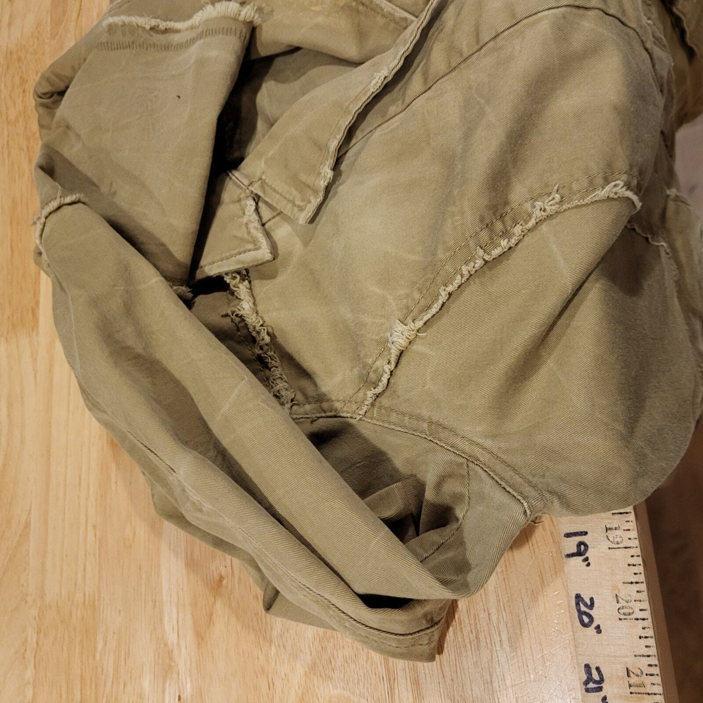 Khaki beige Free People Ruffle Back lace up sleeve Coat (See Bleach Mark) 
