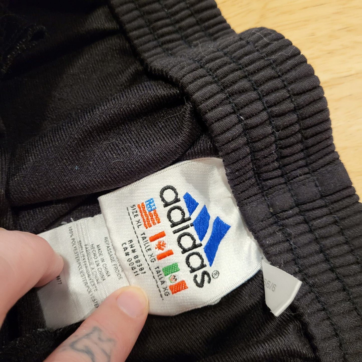 Adidas Extra Large Black Break Away Track Pants Elastic Waist Snap Stripe white