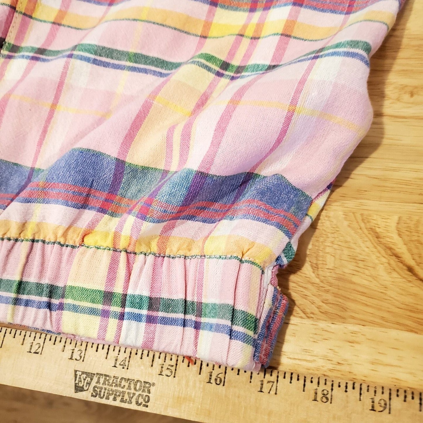 Dash Linen Baby Pink Plaid Elastic Waist Button Front Mini Skirt Tie Waist Med
