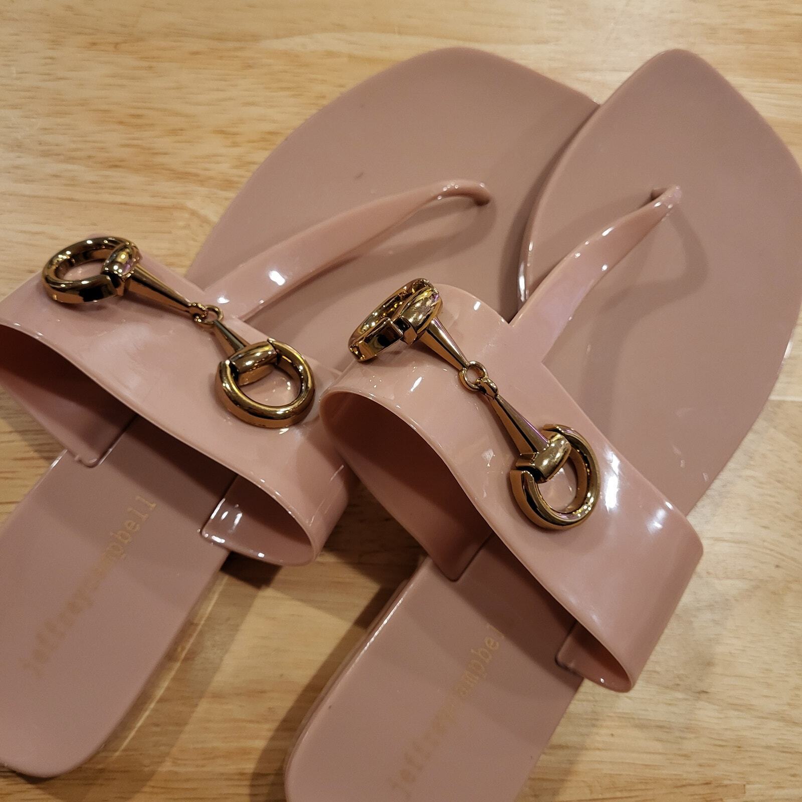 New Without Tag Jeffery Campbell Nude Gold Sandel Jelly USA 10 Eur 41 10"