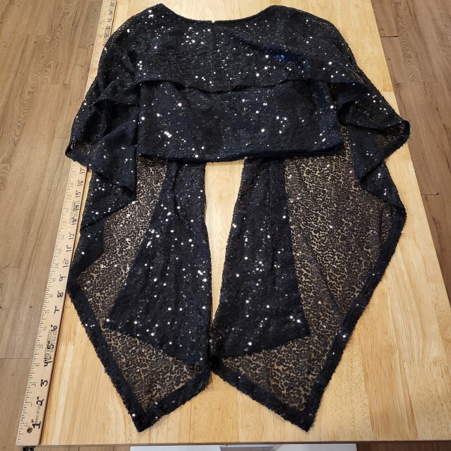 Black Sequin Bat Wing zip Back Blouse Cropped Pretty 