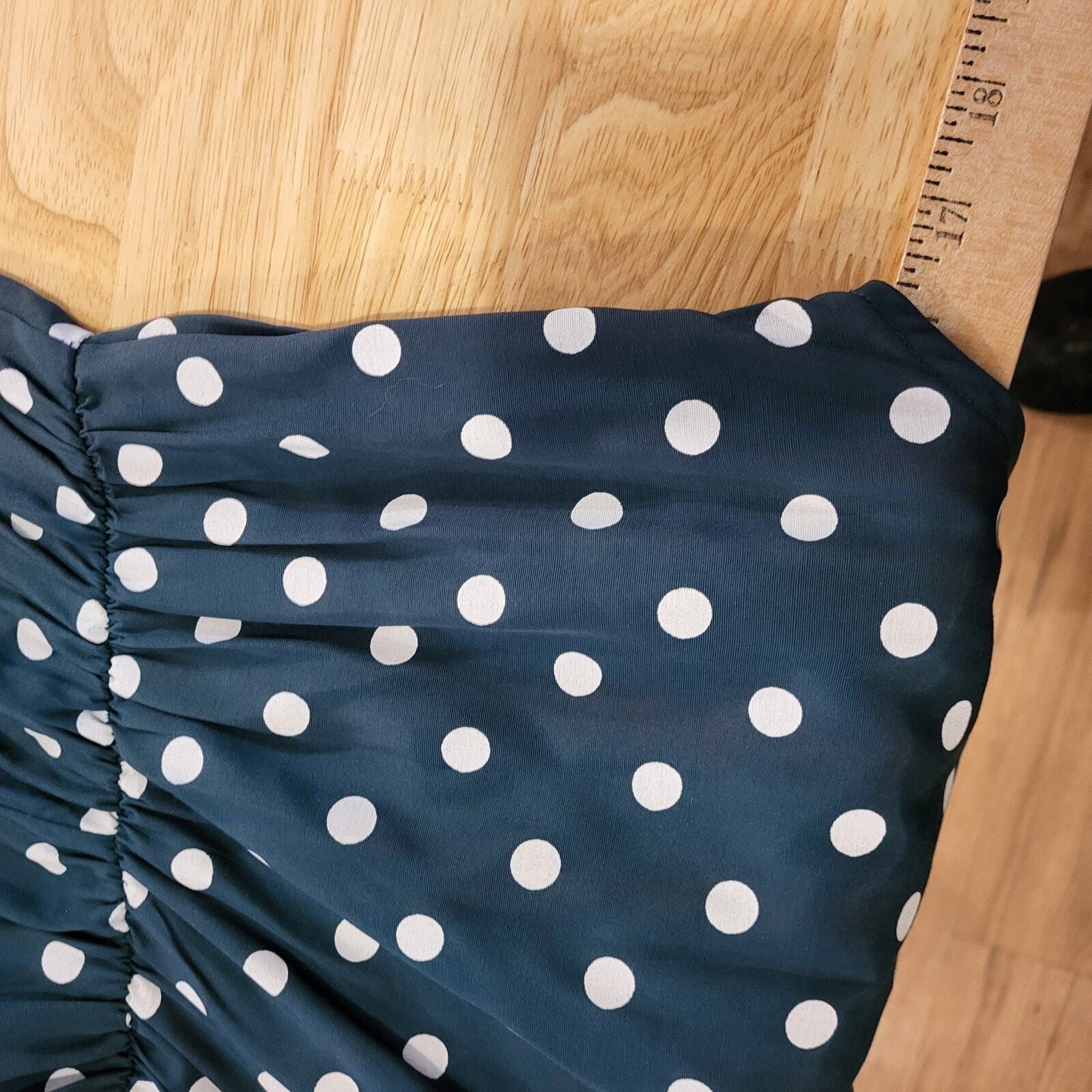 Vintage Blue/Green Polyester Polkadot Belt 24" Waist Elastic 16" P2P 50's