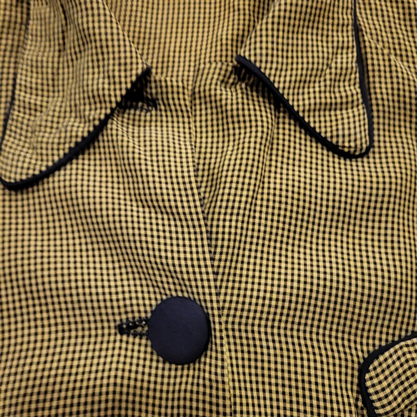 Vintage Cftc Studio Black and Yellow/green Check A-line Button Down Collared Top