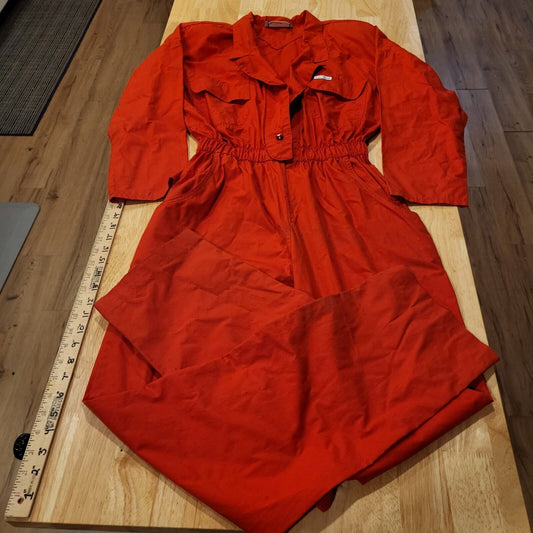 Vintage Red Saint Germain Paris Jumpsuit Elastic Waist Zip 28"-38" Waist
