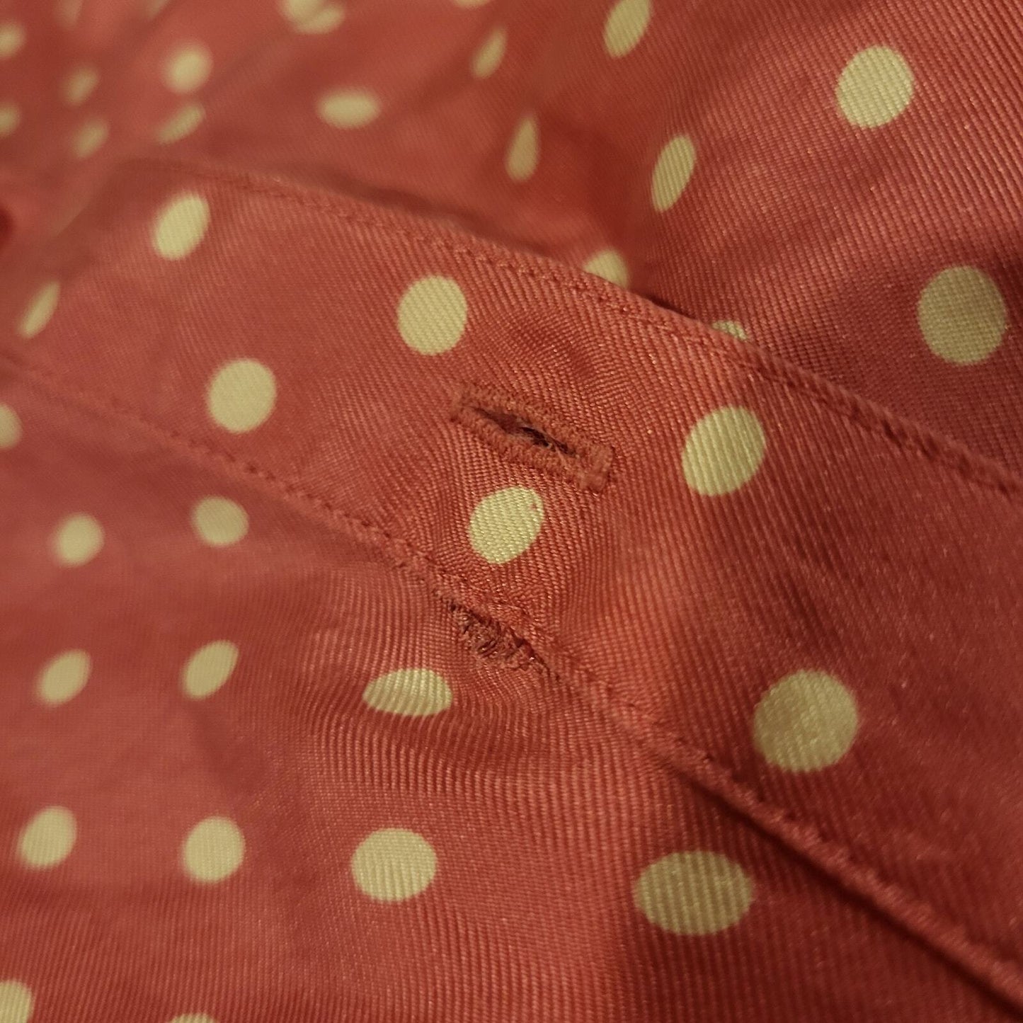 Vintage Jones New York Country Medium Pink Polka Dot Silk Collared Button Down