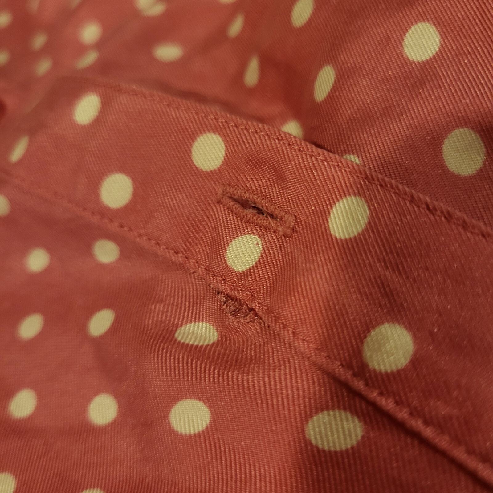 Vintage Jones New York Country Medium Pink Polka Dot Silk Collared Button Down