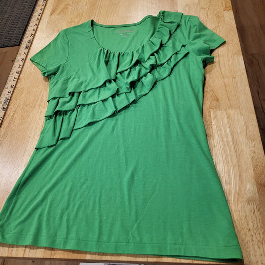 Lilly Pulitzer green gather sleeve small 15-in pit to pit 100% cotton t-shirt