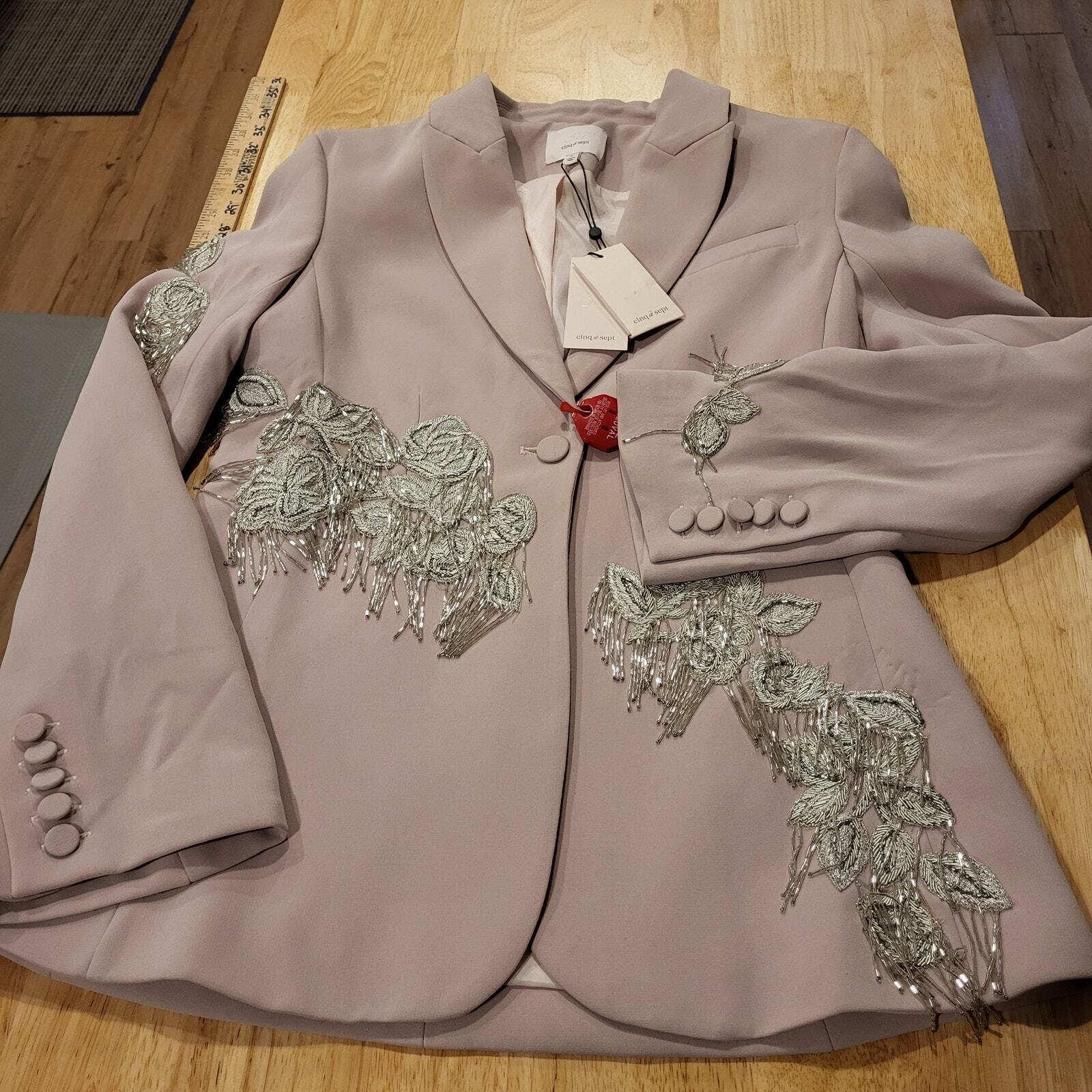 Cinq a Cept Pink Salt Candace Beaded Blazer Size 6 18" Pit 2Pit