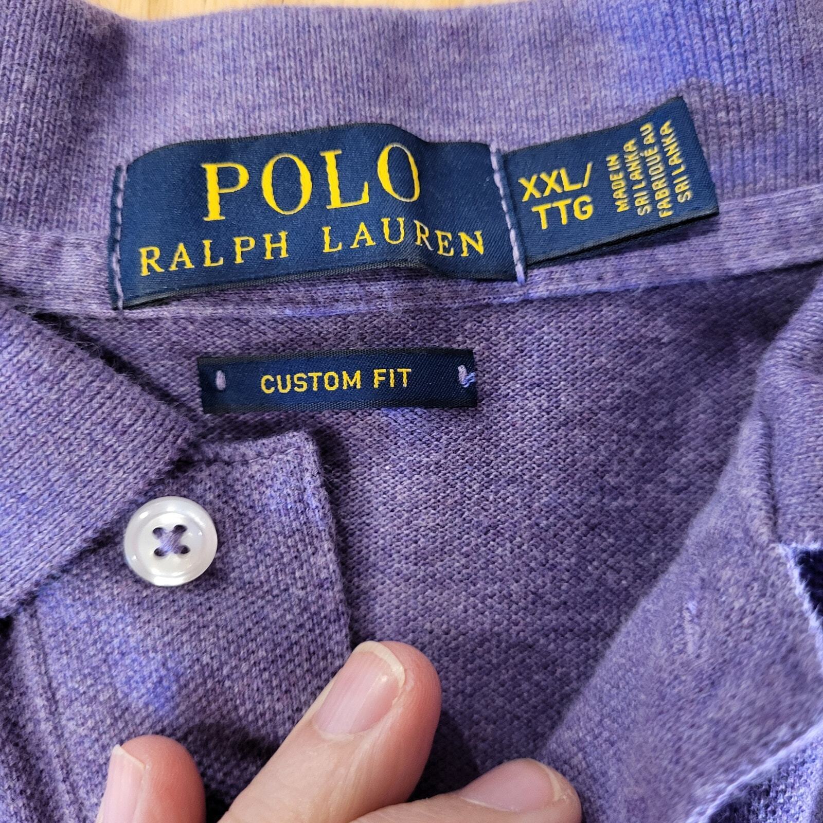 Purple Polo Ralph Lauren Cutson Fit XXL Golf Polo Knit Stretch Cotton Green Logo