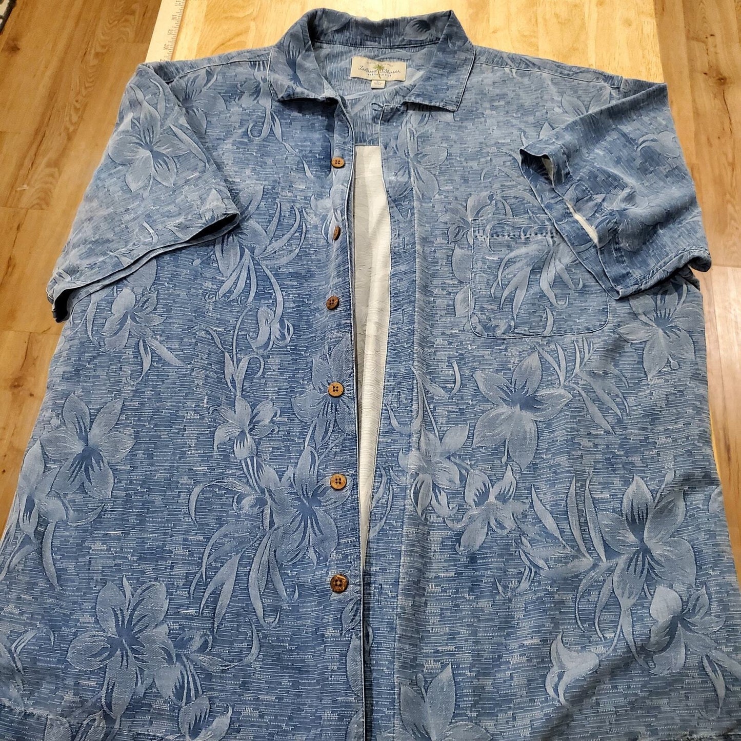 Blue Washable Silk Hawaiian Button Down XL Island Shores