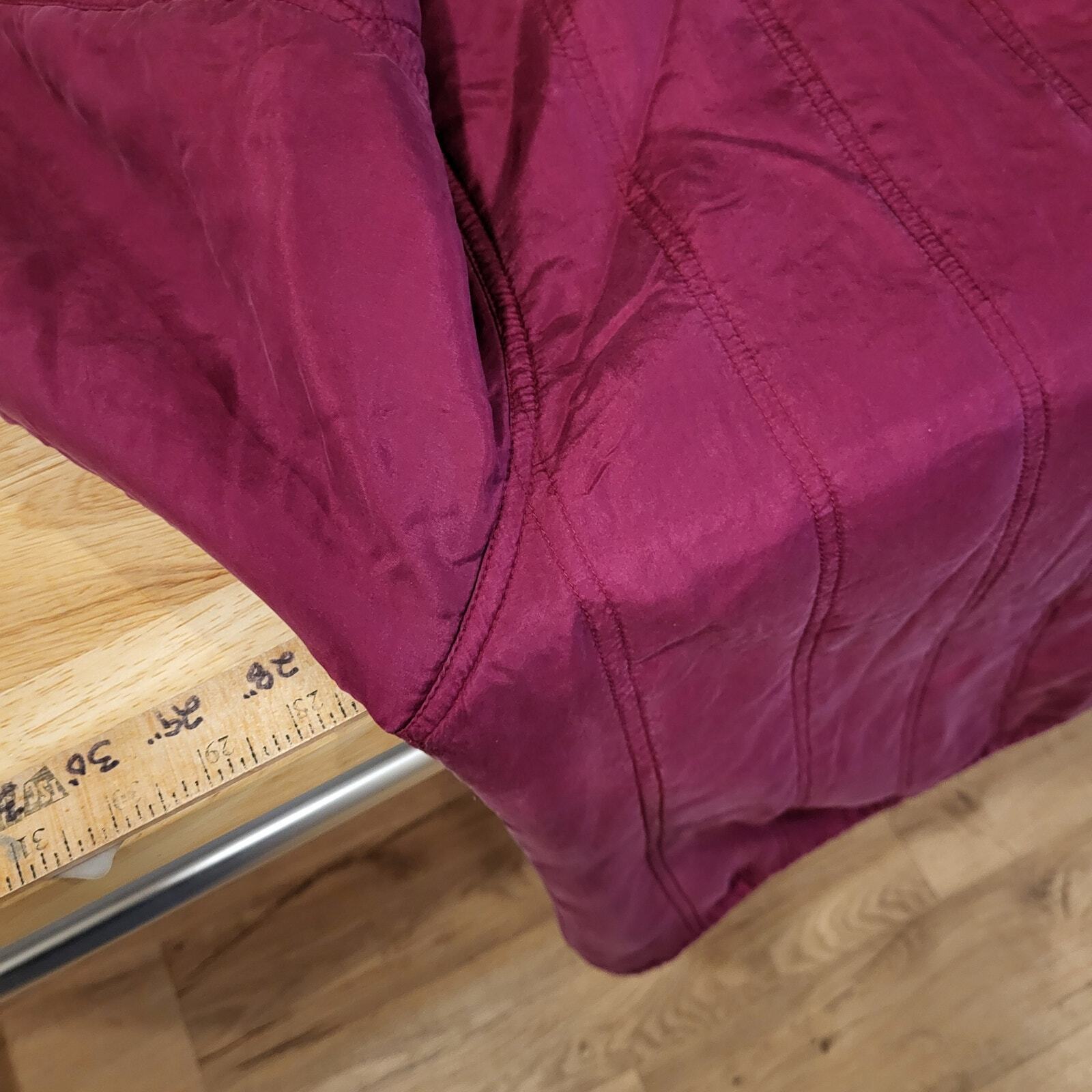 Vintage Active Club 100% Silk Puff Jacket Pink Fuscia Pockets Snap Toggle XL