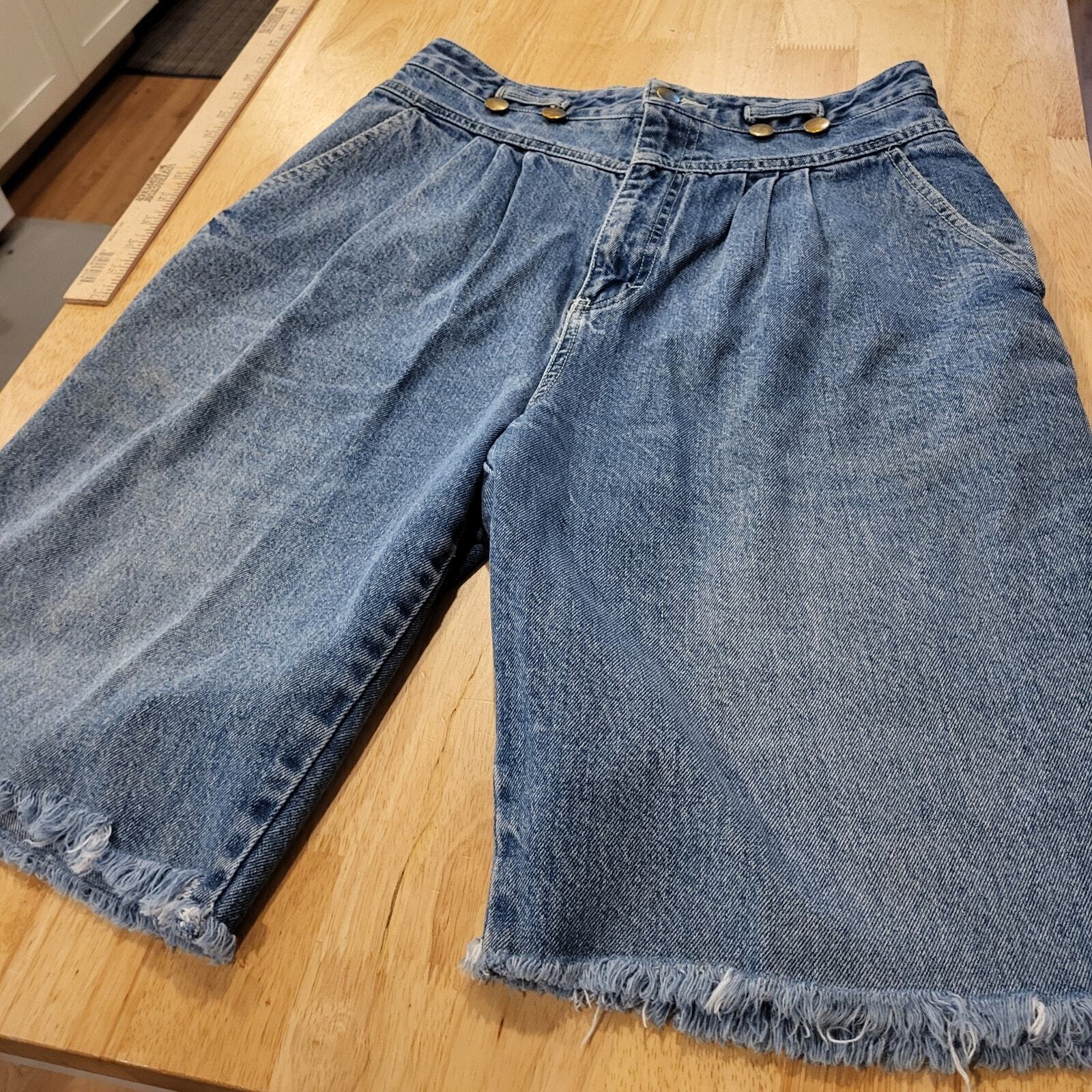 Vintage Fabrizio Sportwear 90's Denim Yoke Jean Shorts Cutoff Suspender Button