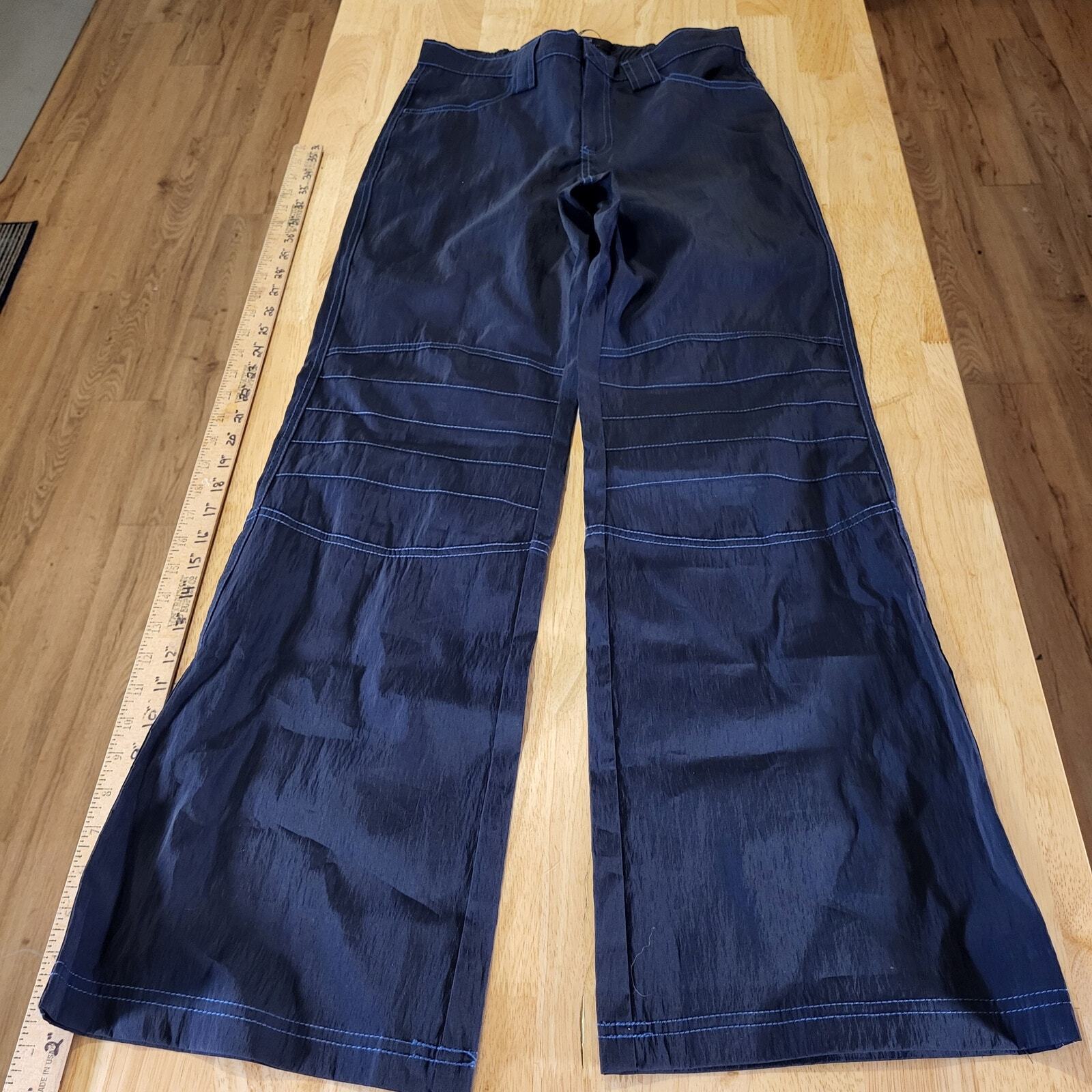 Silence+ Noise Size 2 Blue Nylon Y2K Pants 30" Inseam 26" Waist Flare 