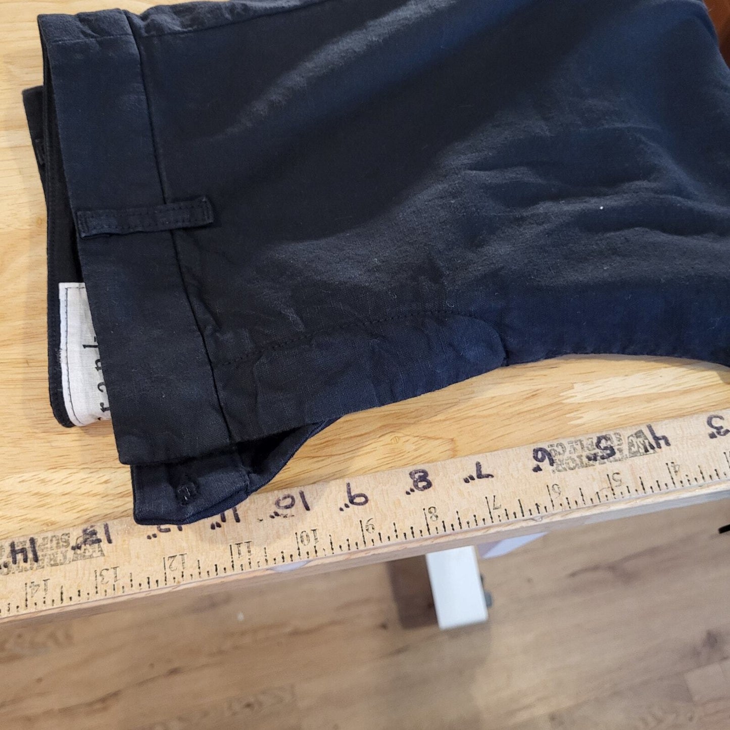 Frank & Eileen Linen & Flax Black Slacks Distressed Cuff Straight Leg Ankle 