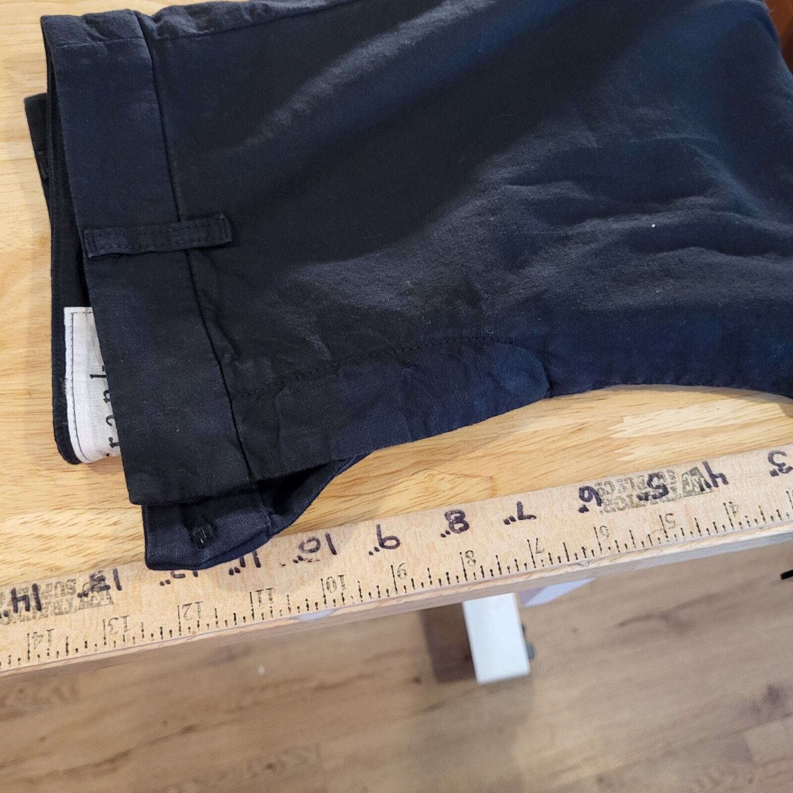 Frank & Eileen Linen & Flax Black Slacks Distressed Cuff Straight Leg Ankle 