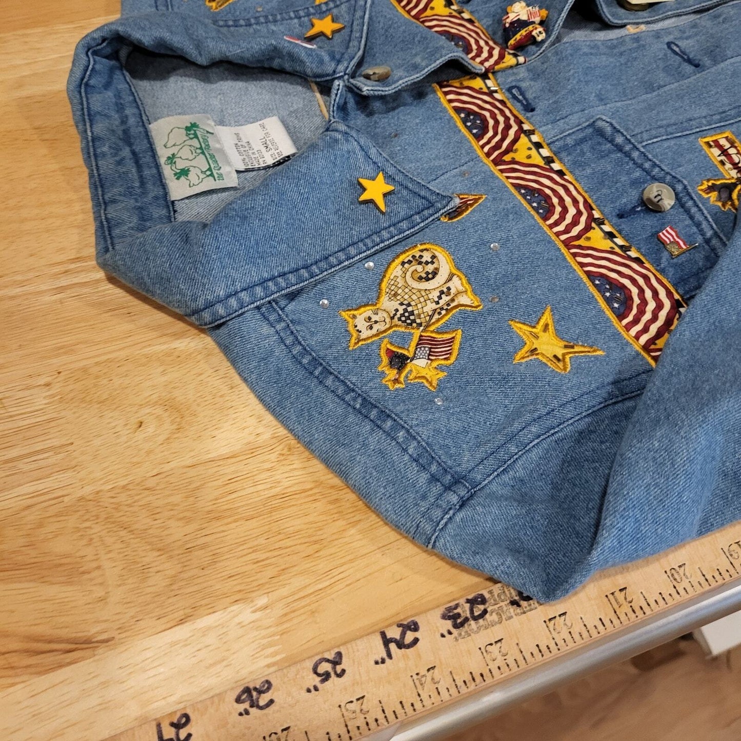 The Quacker Factory America Embroidered Jean Jacket Small