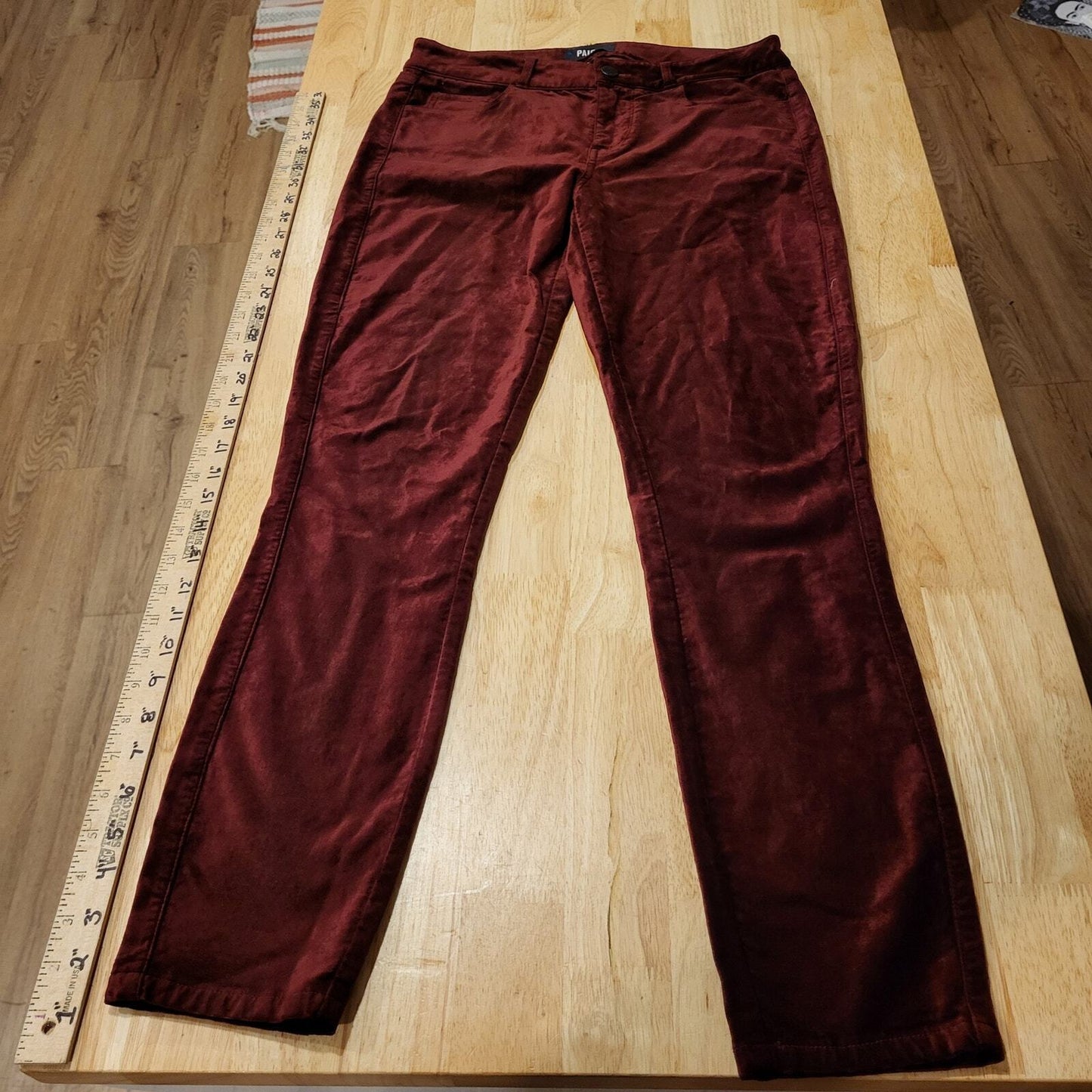 Paige Burgundy Velvet Skinny Jeans Verdugo Ankle Pants Size 29 Cotton Blend