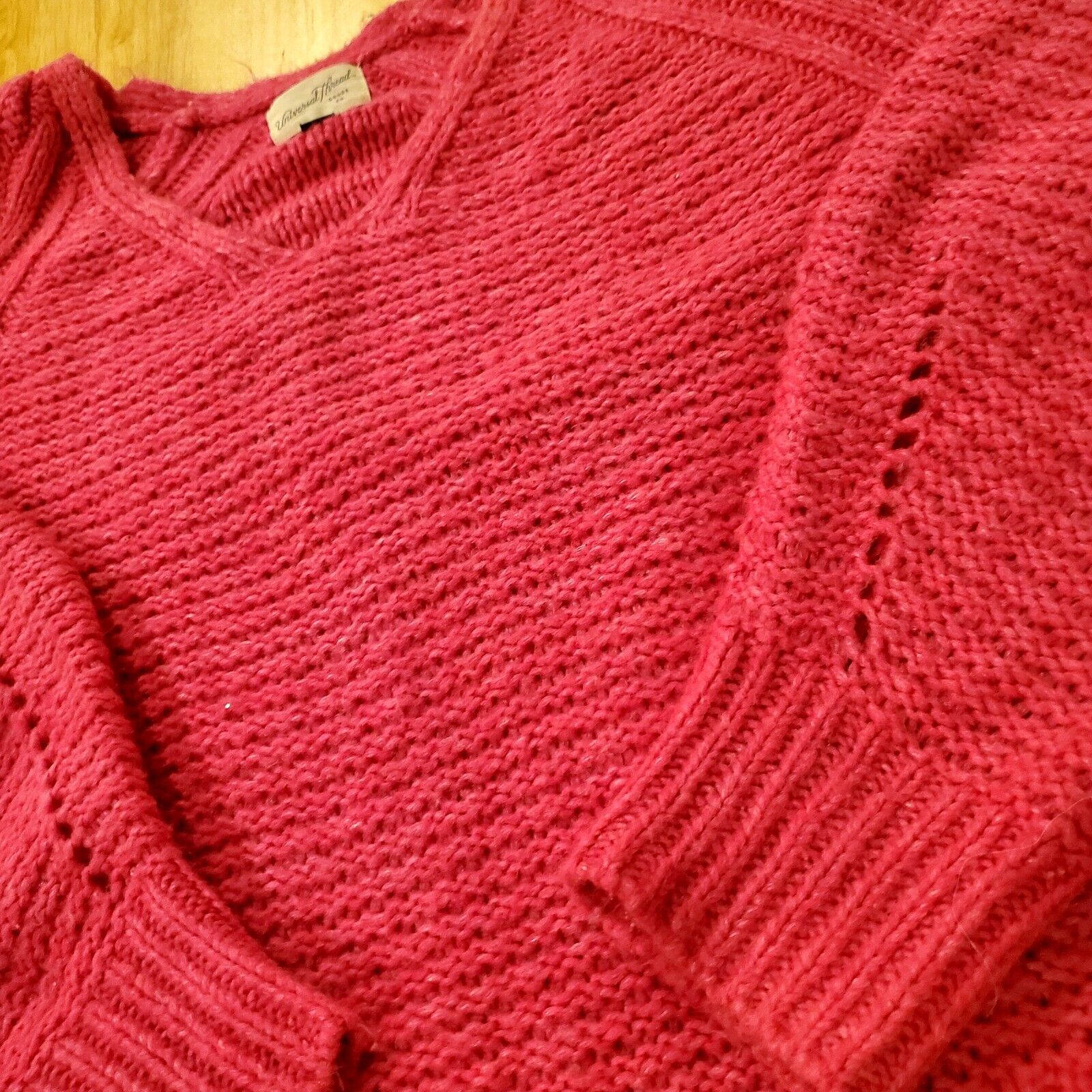 Fuscia Pink Universal Thread Acrylic Nylon Blend V Neck Sweater Large