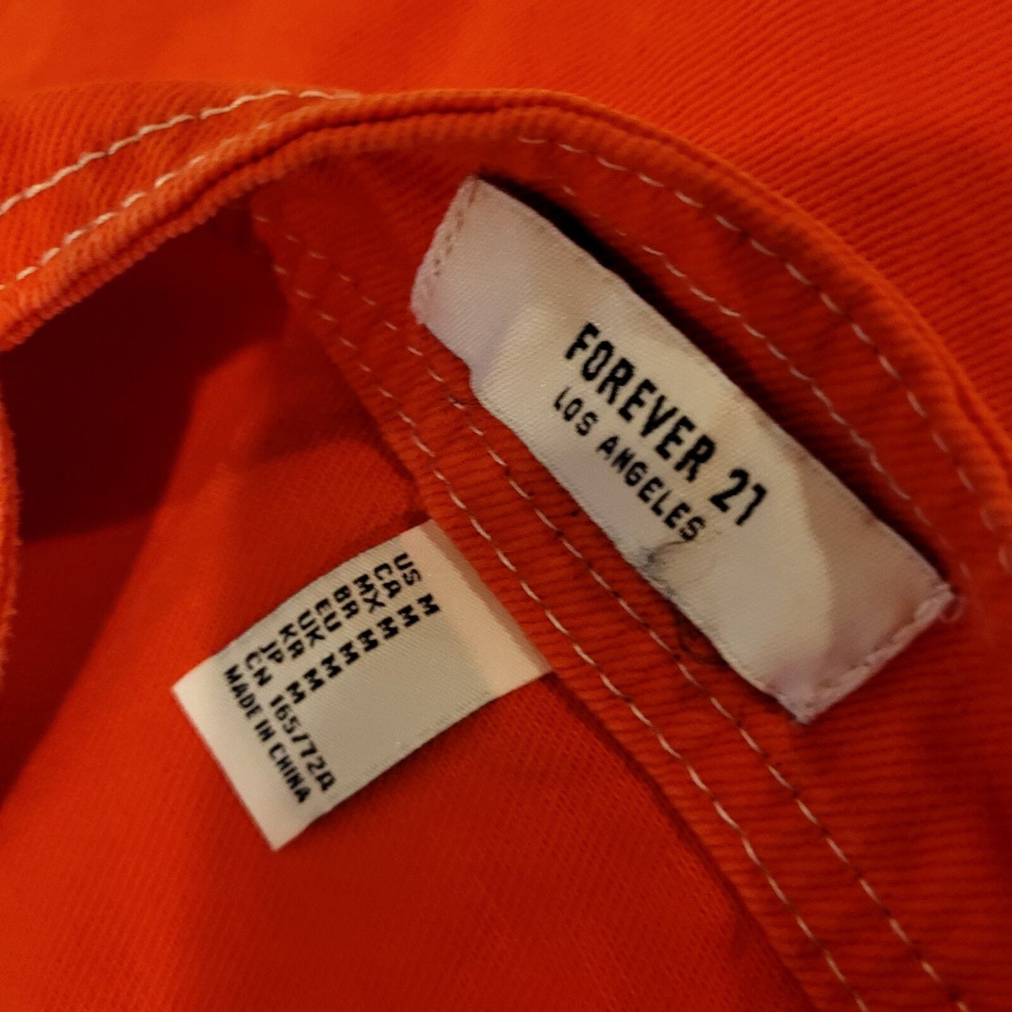 Medium Forever 21 Red Denim Pinafore Adjustable Buckle Overall Dress Pockets 