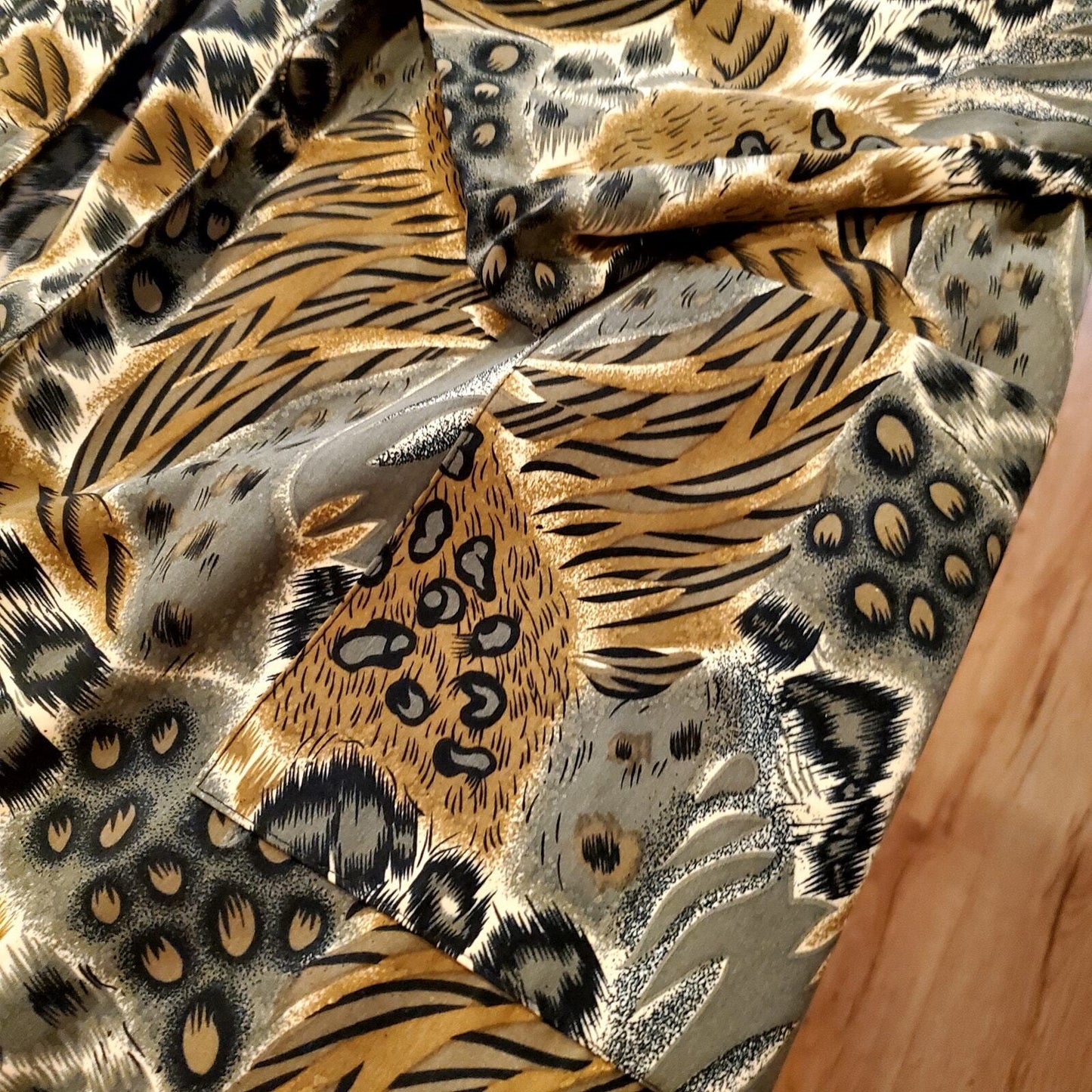 Jonathan Logan Vintage Satin Mixed Animal Print Blazer 80's Glam Rock 24" P2P 