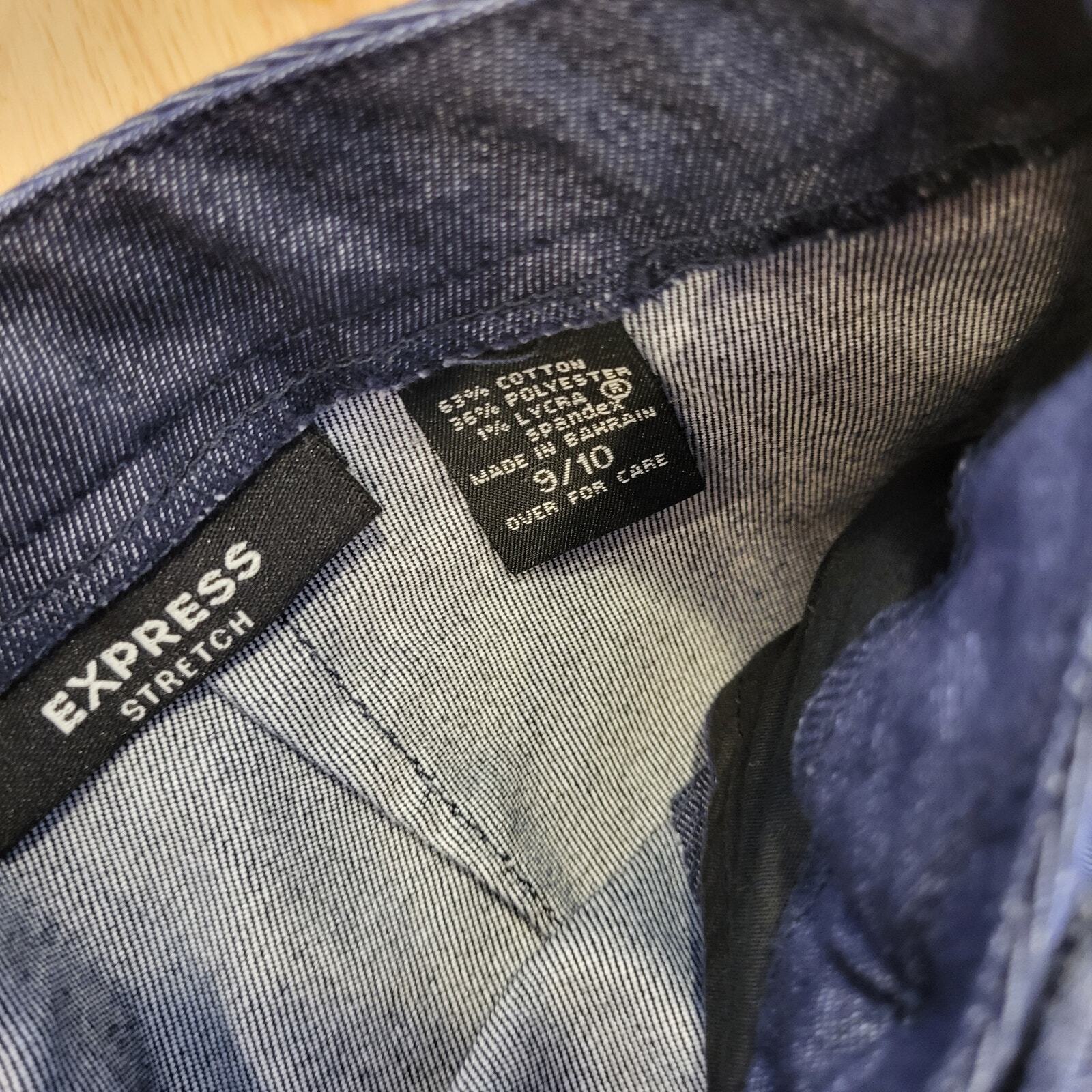 Express Stretch Blue Sailor Pants Wide Let Button Pocket 9/10 Denim 30" Waist