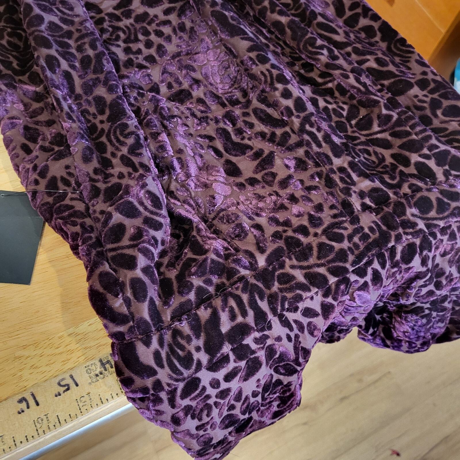 Lulu's Purple Plum Velvet Floral Burnout Spaghetti  Crisscross Back Wide leg