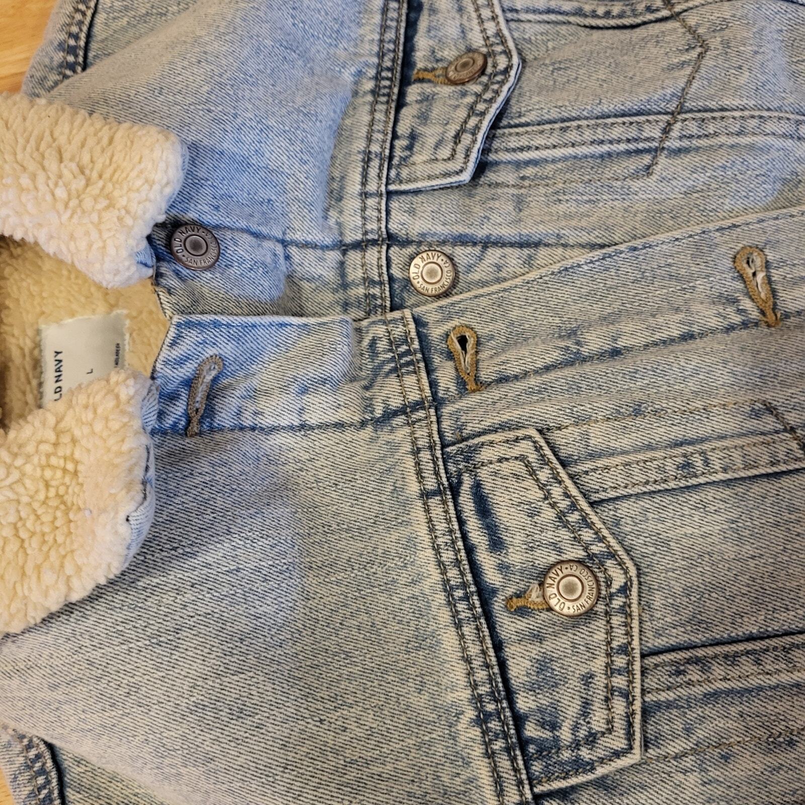 Old Navy Shearling Lined Denim Jean Jacket Size Large 