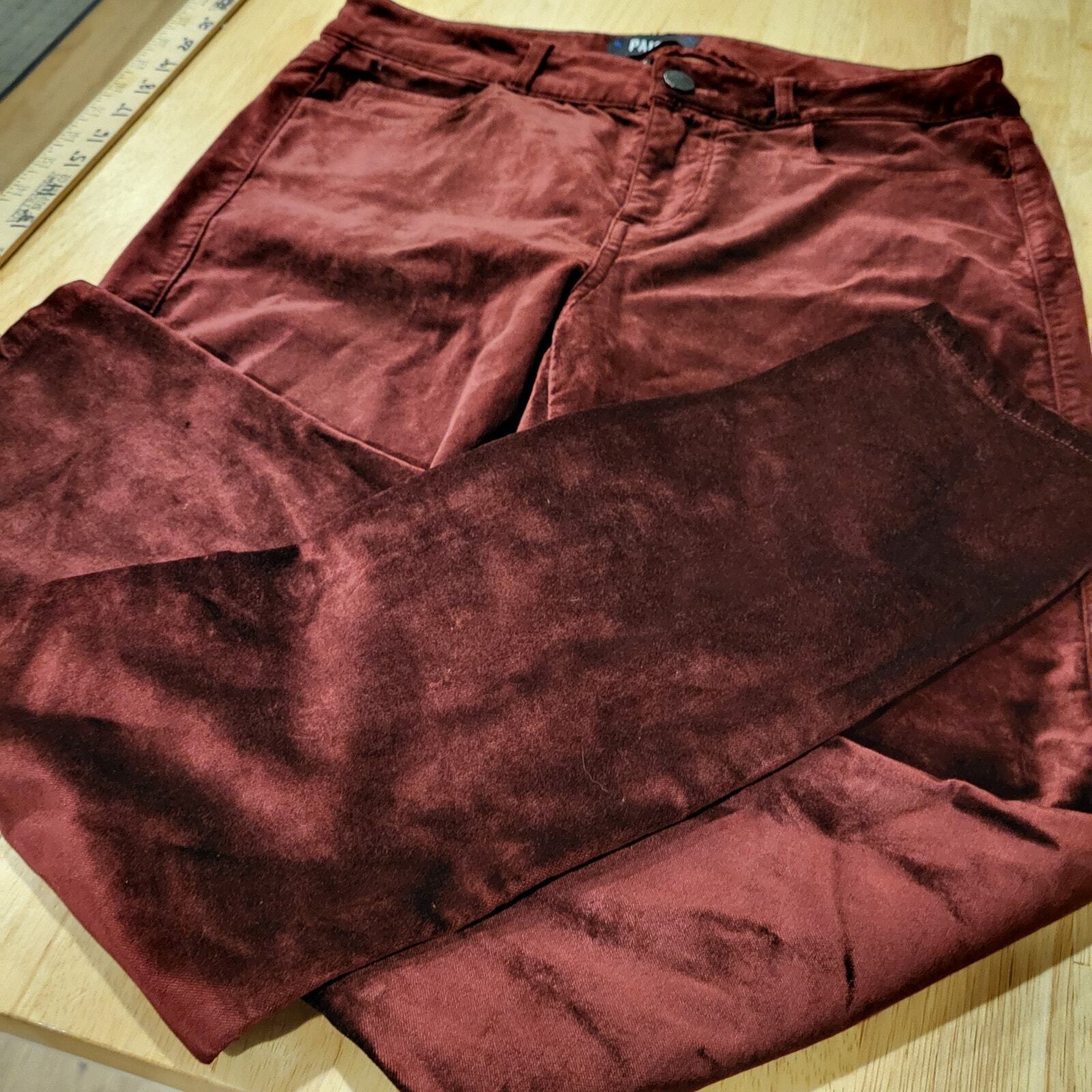 Paige Burgundy Velvet Skinny Jeans Verdugo Ankle Pants Size 29 Cotton Blend