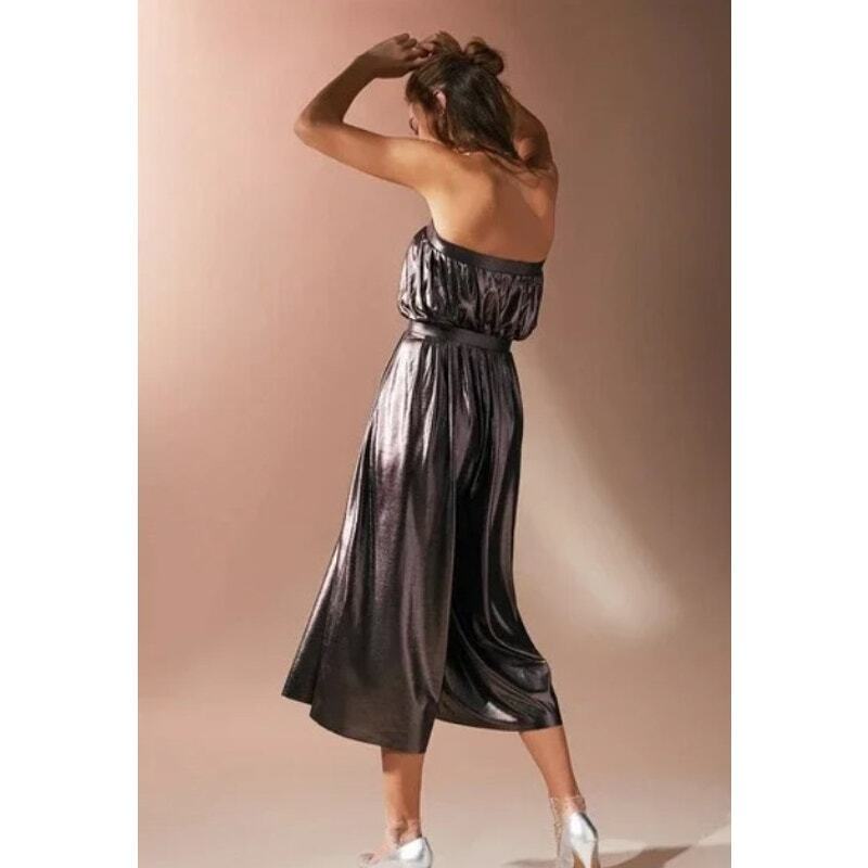 Urban Outfitters Hollywood Metallic Jumpsuit Tube Top Wide Leg SP 28" Bust 