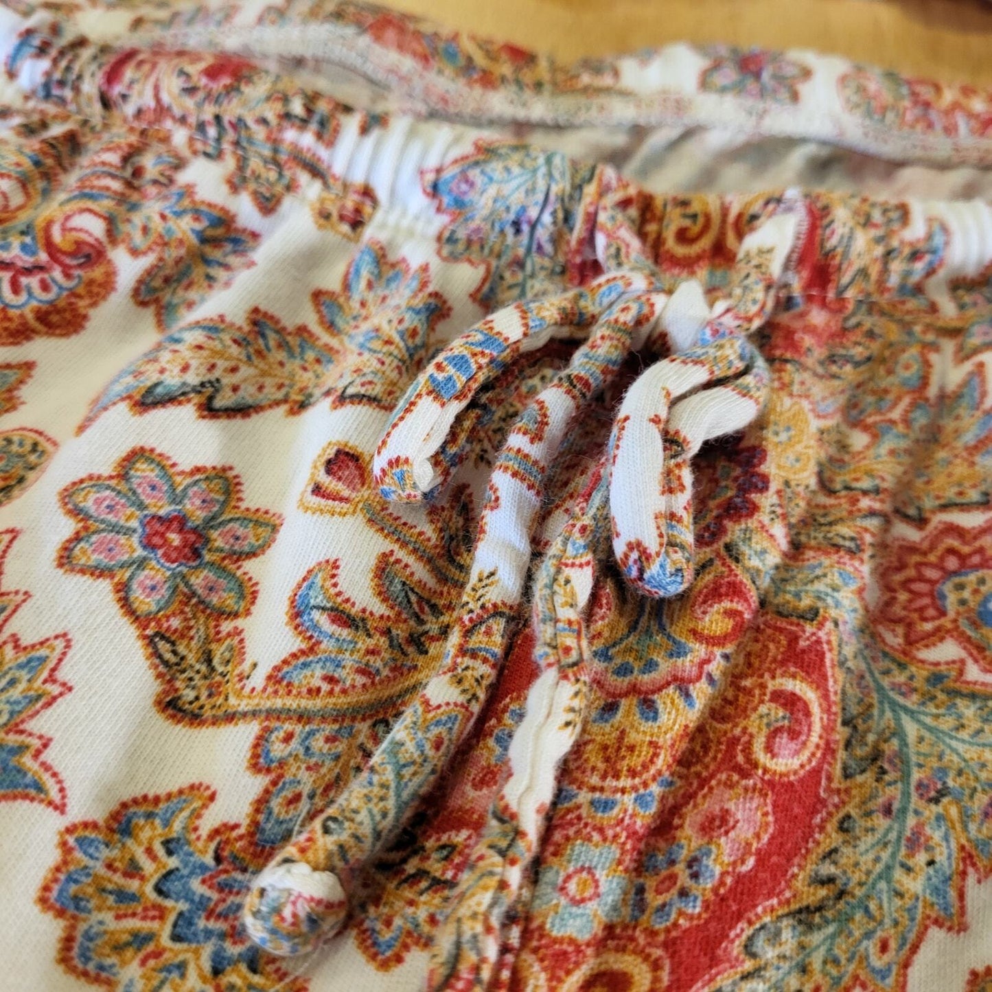 Ralph Lauren Paisley Light Weight Flannel Pajama Set Cotton Button Collared XL