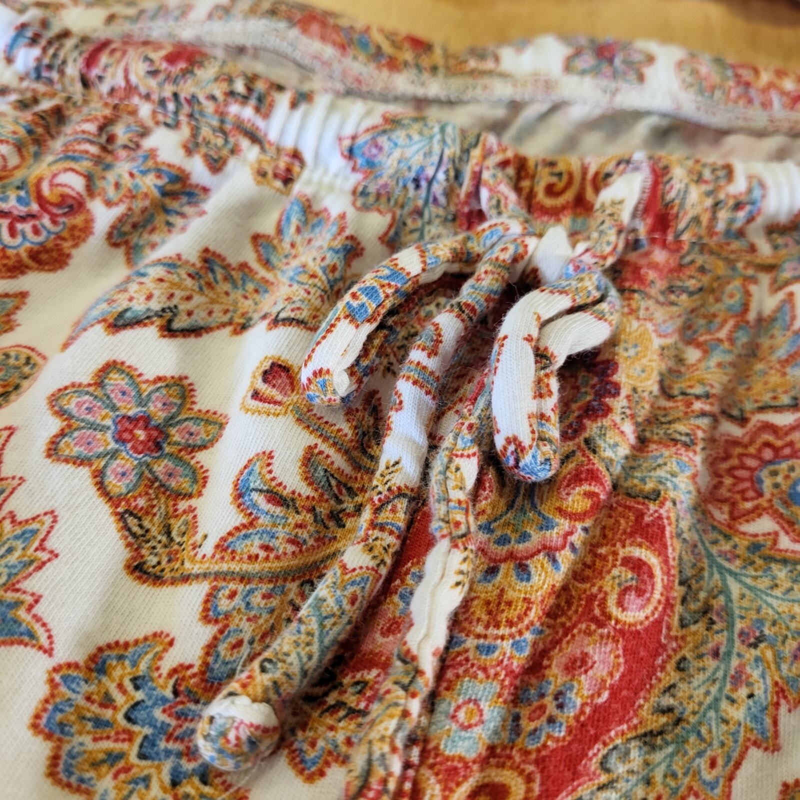 Ralph Lauren Paisley Light Weight Flannel Pajama Set Cotton Button Collared XL