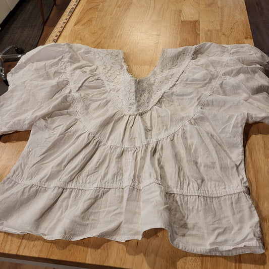Byer California Cotton Lace Wing Sleeve White Blouse 19" Pit2Pit Small