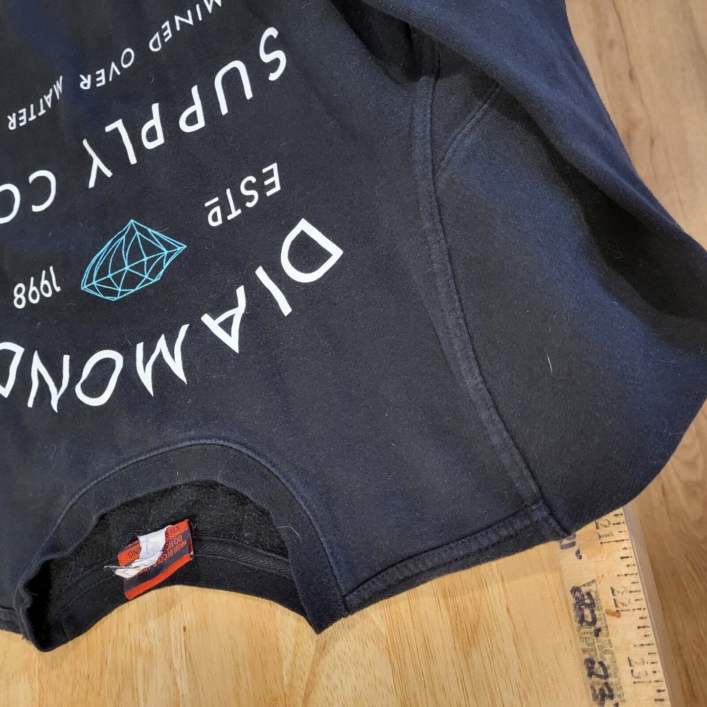 Diamond Supply Company Black Pullover Sweatshirt 19" P2P 21" Long small