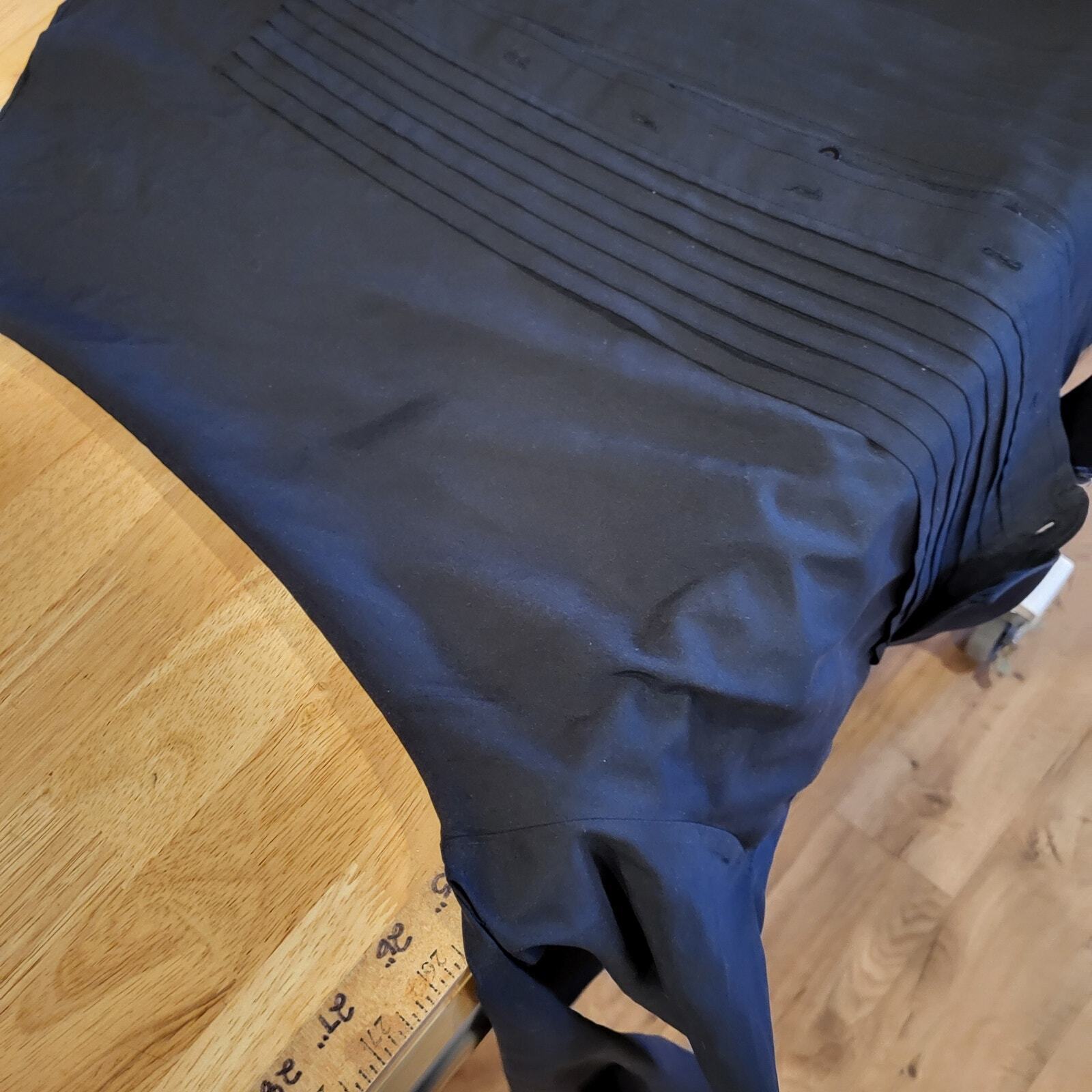 Devin Michael's Medium Microfiber Men's All Black Tuxedo Shirt 25"p2p 28" long