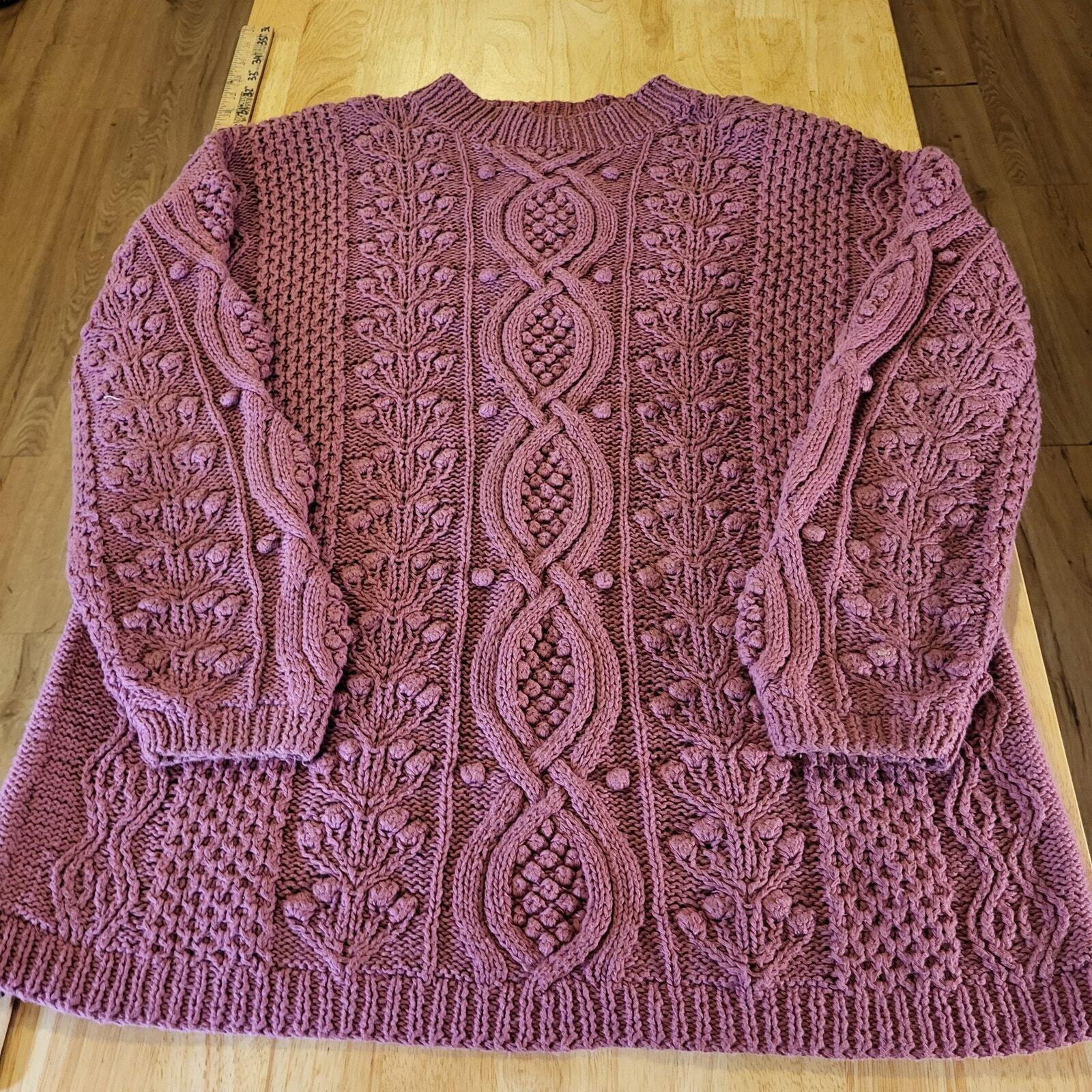 Vintage Express Tricot Handknit 55% Ramie 45% Cotton Pink Oversized Shoulder Pad
