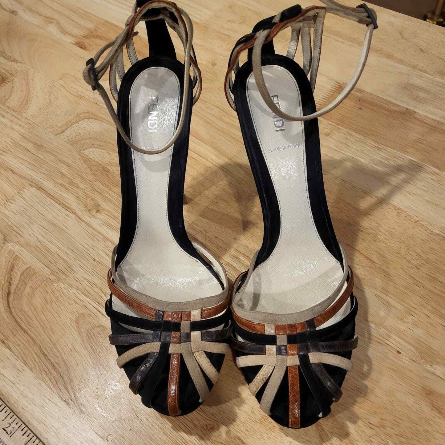 Strappy Leather Multi-color Fendi Stilletto Heals 41 Ankle Strap 