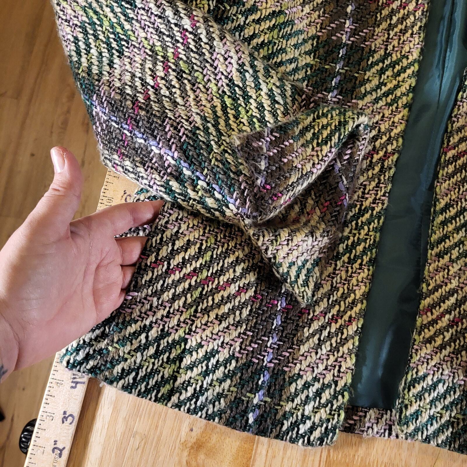 Kasper Pink & Green Tweed Coat 23" Long 19" P2P Pockets Super Cute