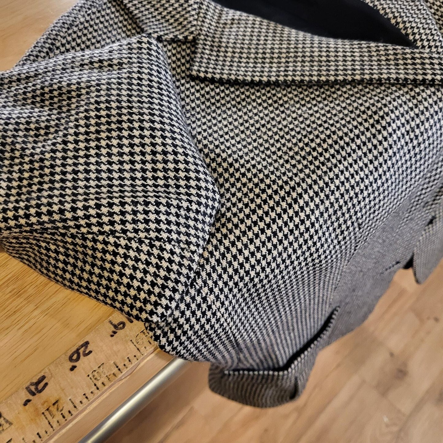 Lauren Ralph Lauren 100% Wool Brown Houndstooth Riding Jacket Pockets 8