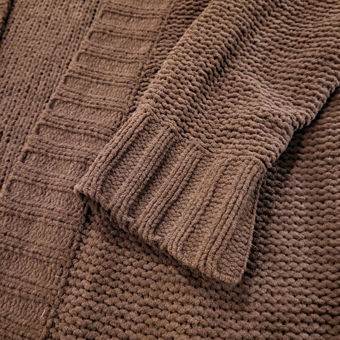 Aerie Chocolate Cheneille Soft Long Sleeve Medium Length Cardigan XS