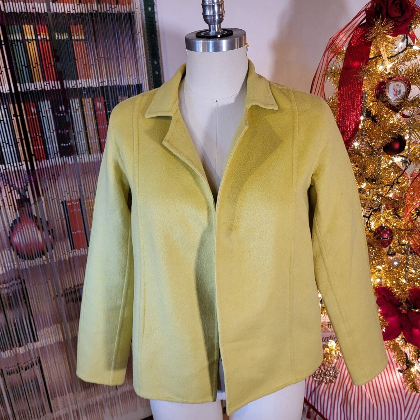 Carlisle Chartreuse Green 50% Wool 50% Angora Soft Size 4 Coat