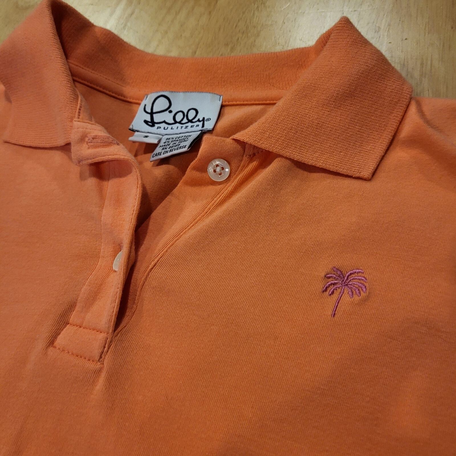 Lilly Pulitzer orange golf polo small collared button 18" pit 2 pit