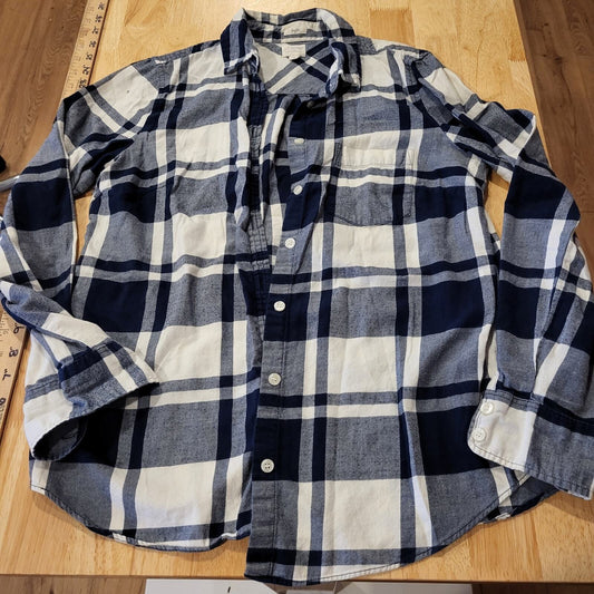 J. Crew Boy Fit Blue & White Flannel 19" P2P 23" Long Small