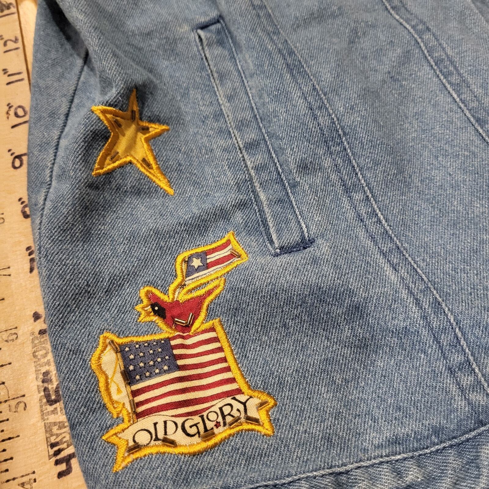 The Quacker Factory America Embroidered Jean Jacket Small